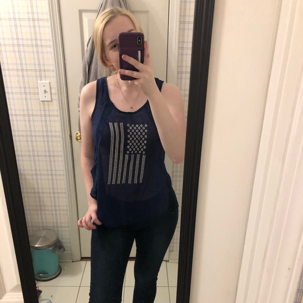 American Flag Embroidered Tank